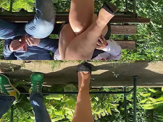 Seeing the stranger's hawt legs, I took out my shlong and started wanking!