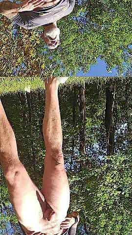 Hung, hirsute, tattooed dad pissing in public