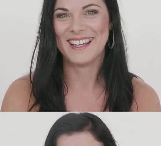 Mature brunette with blue eyes, Janice is about to make a porn video with a black guy