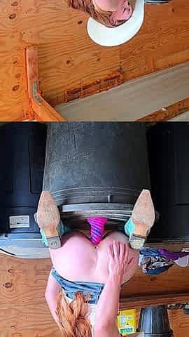 Redhead Fucks Massive Toy in Ass and Pussy Squirting Everywhere