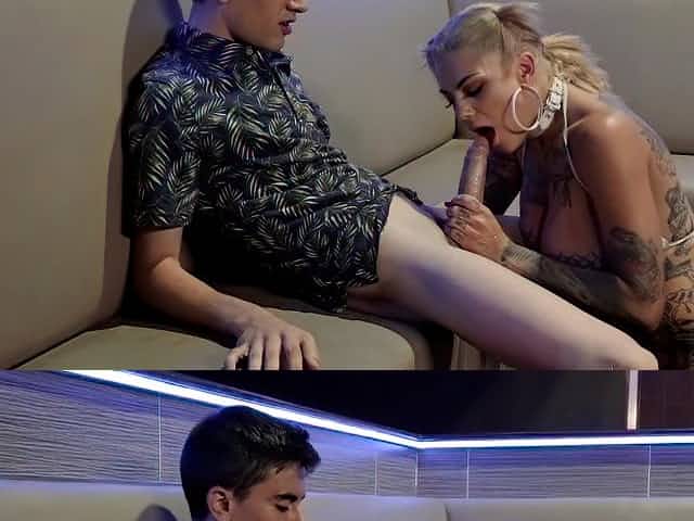 Busty stripper fucks with a younger client