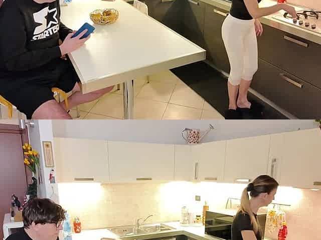 Stepmom Cooks in White Leggings Catches Stepson's Friend Secretly Taking Pictures of Her