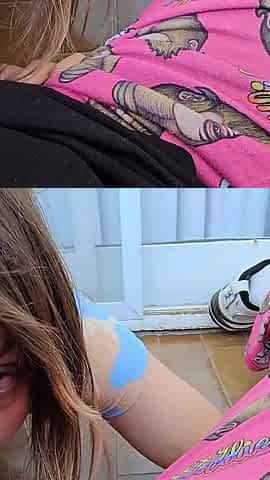While I Was on the Balcony with My Wife, She Started to Get Horny and Asked Me to Suck Her Pussy in Front of Her Neighbor.