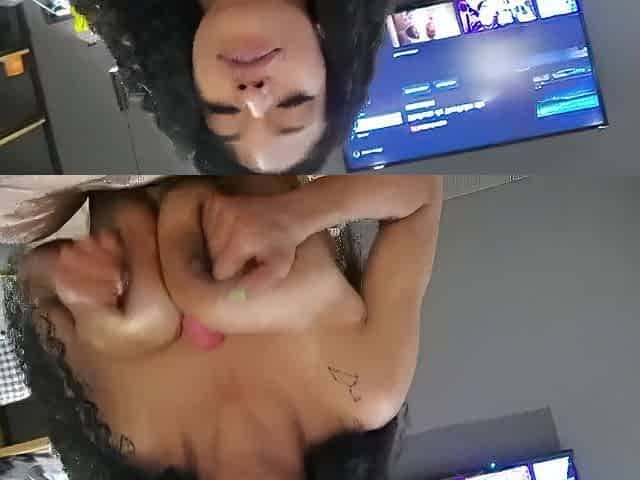 I love playing with her 2 large tits