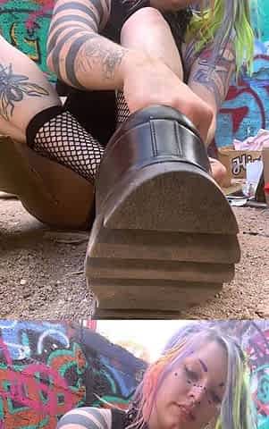 Blonde in stockings foot fetish and pussy pounding