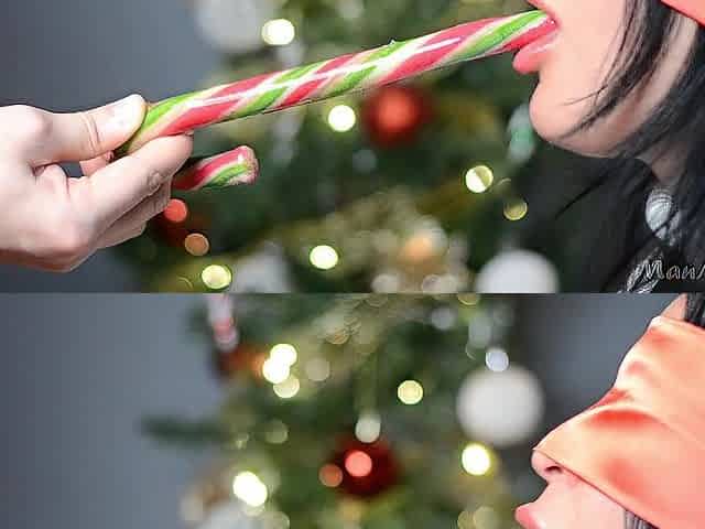 Messy Santa put his candy in her throat
