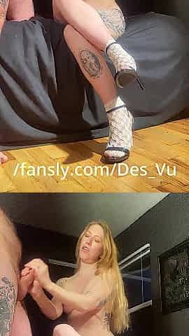 hawt banging footjob with weenie wanking and sucking - socks - heels - cum on feet