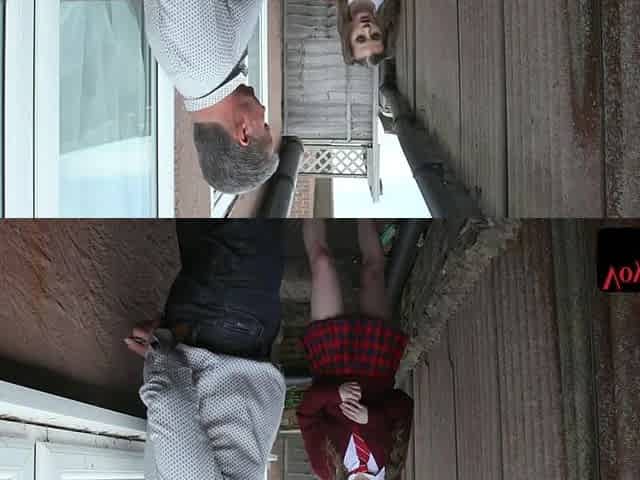 Amateur voyeur teasing wanker outdoor