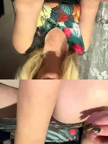 Handjob amateur mature on knees jerking in the kitchen
