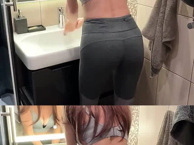 Fit Buxom MILF Masturbates, Watching Her Stepson Fucking His GF, Then Comes To Try His Dick Too
