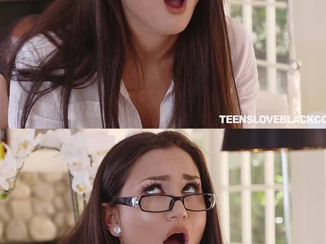 Babe with glasses Gabriella Paltrova has her pussy sucked and dicked