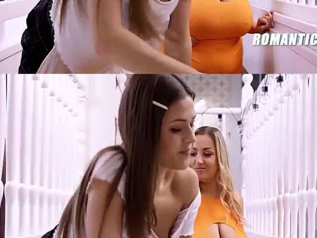 Breasty mother I'd like to fuck seduces youthful lesbo maid into vagina munching