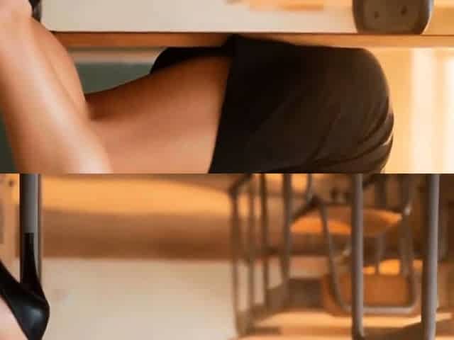 AI Teacher Bent Over Desk Takes Cock in Class