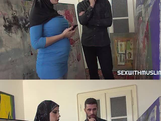 Busty Muslim in hijab gets shagged in her hairy pussy - big tits and cumshot