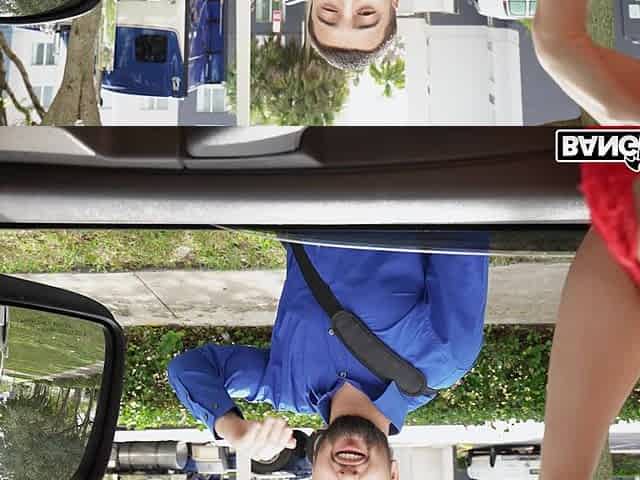 Marica Chanelle gives blowjob to a stranger in BangBus