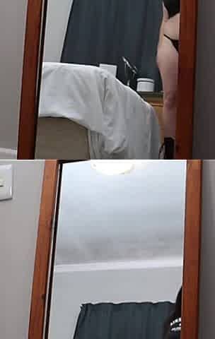 A Quick Little Single Titty Flash in the Mirror