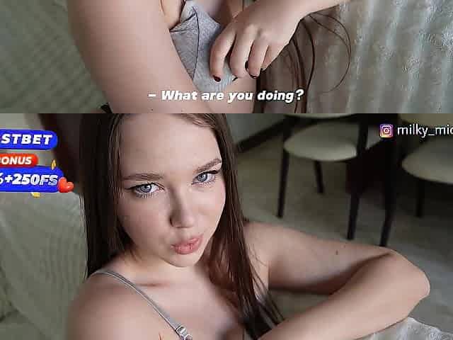 Stepdad Caught His Stepdaughter In nature's garb. Filled Her Snatch with Cum