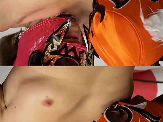 MILF hoe gets fucked by two masked guys