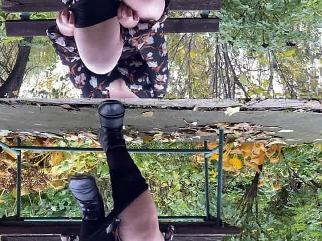Mature Stepmother Undresses Outdoors