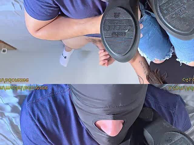 Trailer - Stinky melissa flats foot on face tugjob!