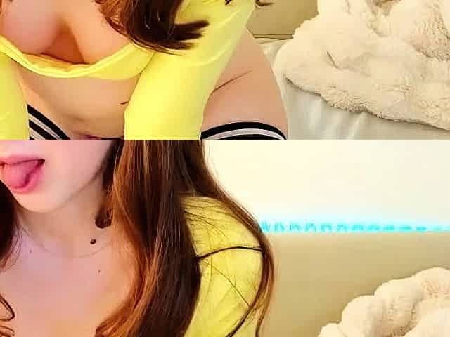 Redheaded pierced teen close up toy show