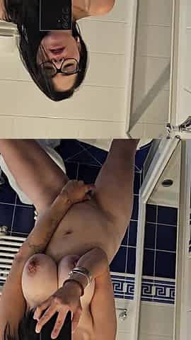Solo Masturbate and Huge Orgasm Making in the Mirror in the Hotel Bathroom