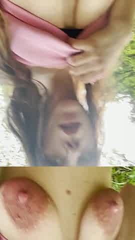 Public Squirting Bitch Explosive Climax Hits Camera during a hike