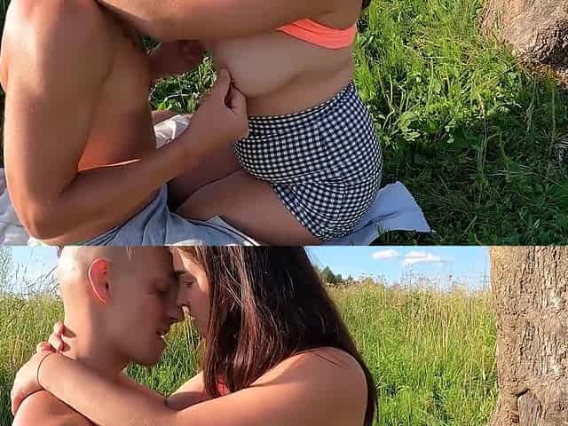Outdoor Fun With Busty Girlfriend, Cowgirl, Cum On Face