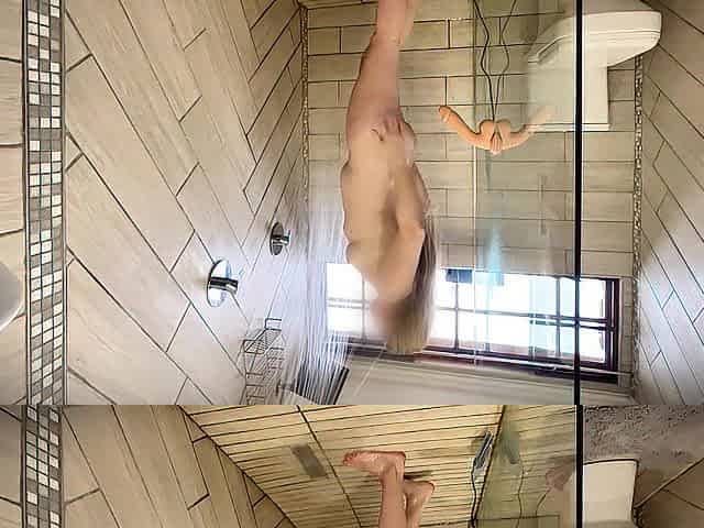 mother I'd like to fuck The Mrs Victoria bangs her snatch and booty with dildos in the shower and squirts.