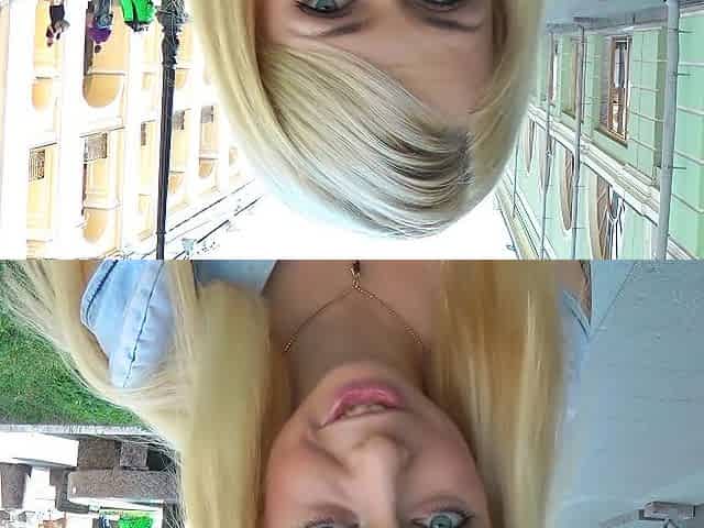 Lusty blonde does anal fisting in public