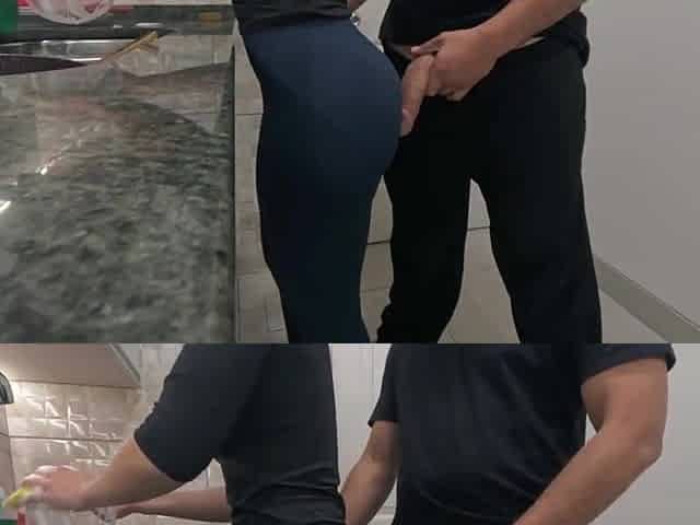 White Maid getting Cum in her Butt during the time that Working in the Kitchen (FREE USE)