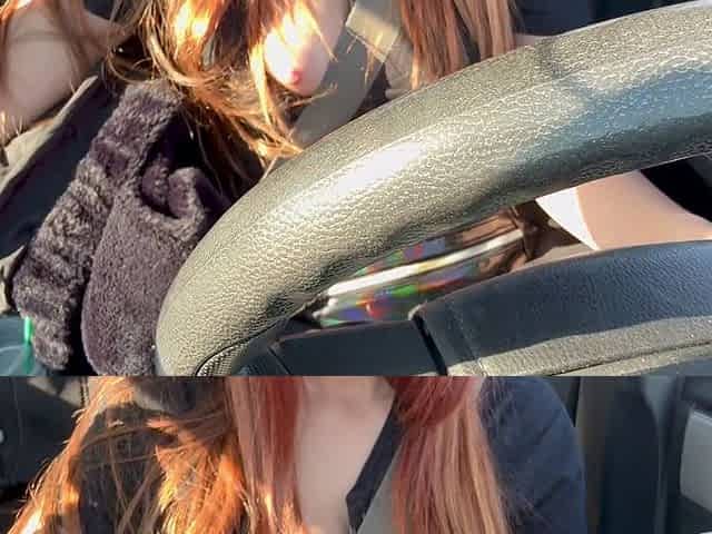 Car Ride with Italian Hot Big Tits MILF Artemisia Love Driving Around and Showing Her Juicy Boobs