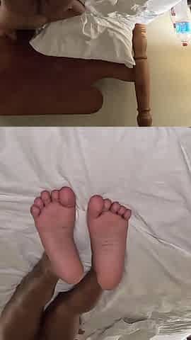 18yo Ebony Latina Footjob, Blowjob & Feet Licking