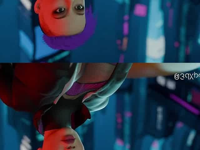 Neon Heat. Hot sexually excited cyberpunk gal lets u use her butt and cum on her back