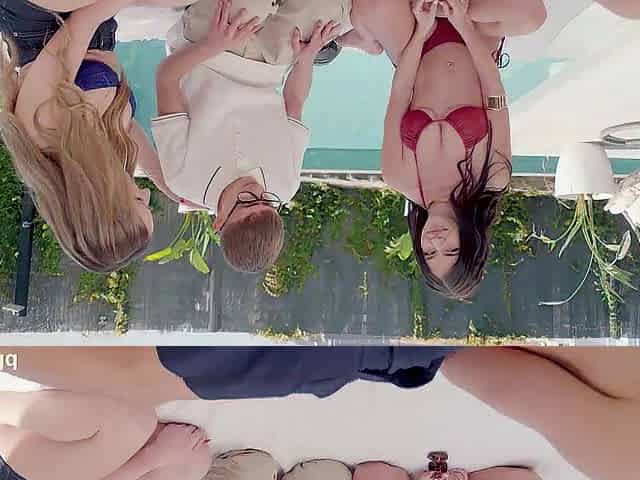 Assured Bikini Chicks Rossa Vaxx And Lula Stocch Entice Shy Dude Into A Carnal Foursome GP3453