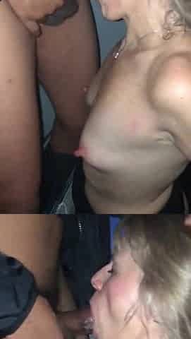 Sucking and Screwing two Large Knobs at the Gloryhole Booth