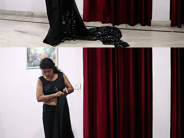 Desi mother black saree wear
