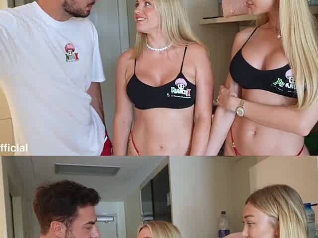 3some With two Blond Doxies and Last Creampie in Cunt