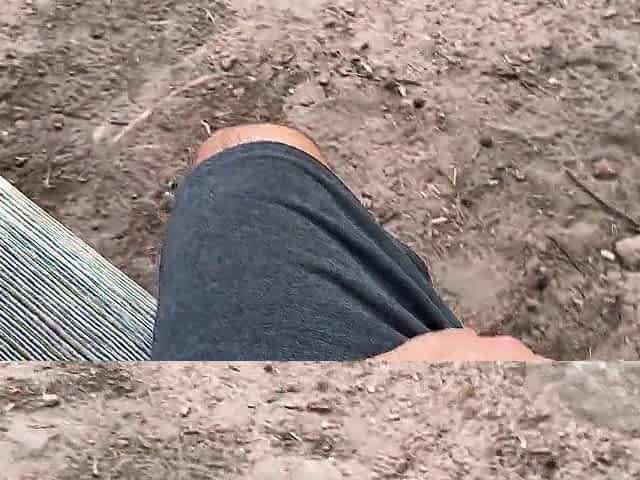 Tugjob From a Cute Stranger in the Forest. Cum on feet. White toe nails