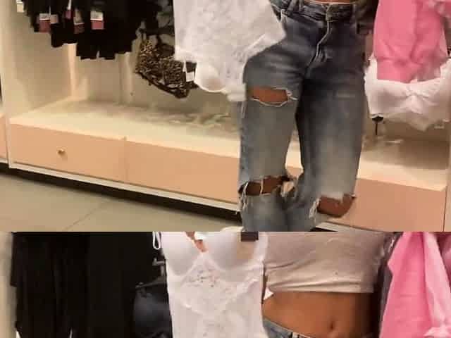 Big-Titted Teen Gives a Quickie in a Public Changing Room