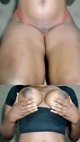 Black show off snatch playing with breasts