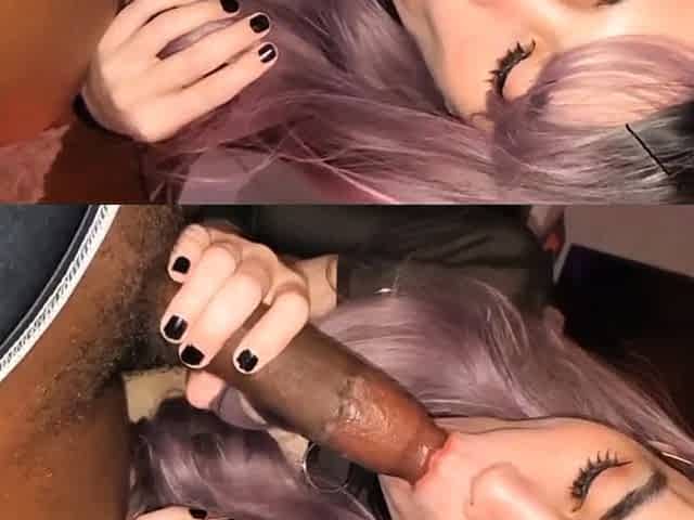 Dark haired amateur blowjob and handjob in fake taxi