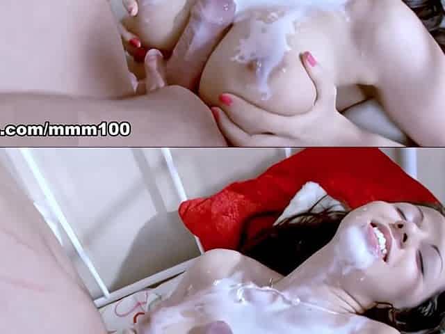 Hot young brunette fucked in her ass and pussy with a lot of cream - MMM100