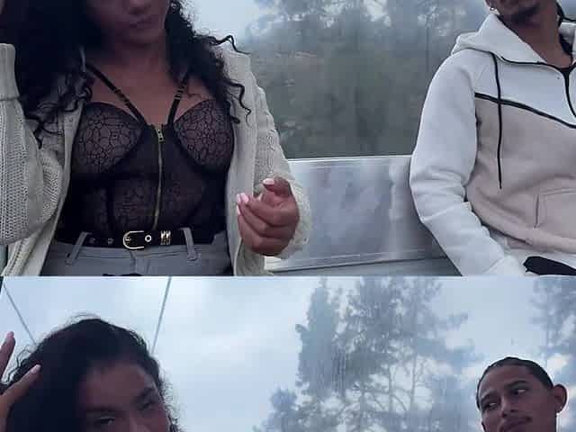A bitch with flawless natural bazookas gives me a oral job in the cable car