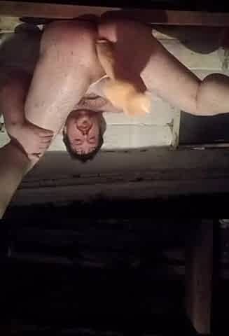 Homo widen his obese legs to get a nice screw of his bulky butt! A giant wang made his white booty gape!