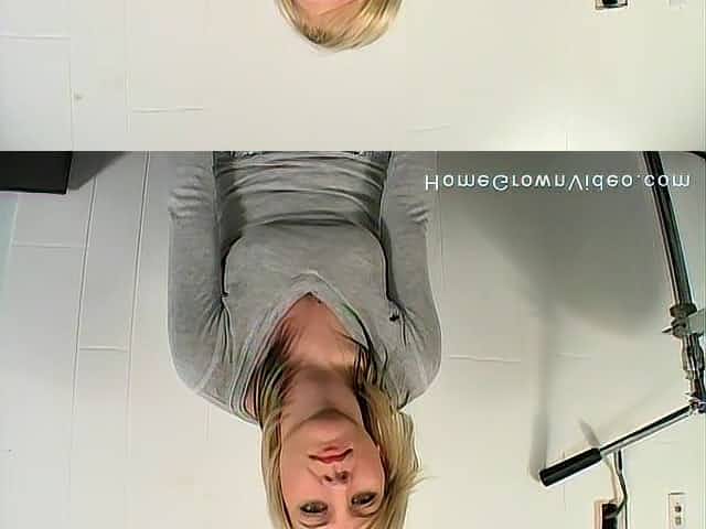 Solo blonde shows off during casting with a stiff toy