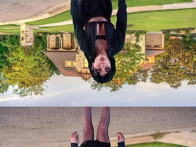 555 Femboy Outdoor Beautiful Gothic Traveller in front of Ravishing Home