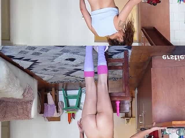 Sexy Dancer Slides Her Shaved Pussy Over A Pink Dildo With Sexy Anna