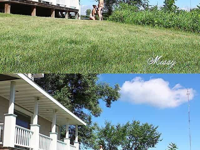 Missy and George Nude! Stripped Front Yard Blow job and Facial in Daylight!!