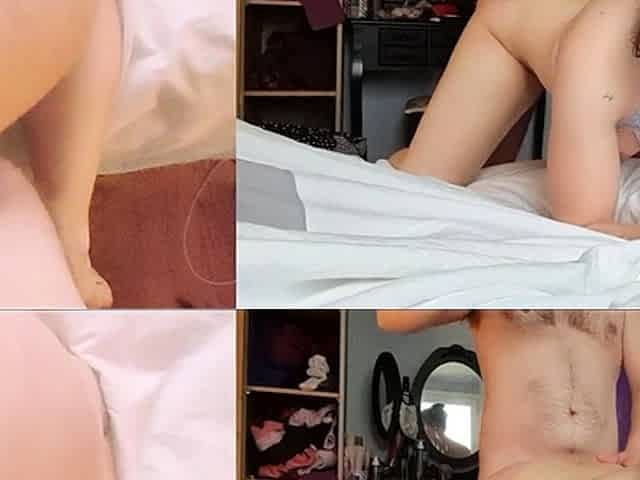 Pink labia close up of naive brunette